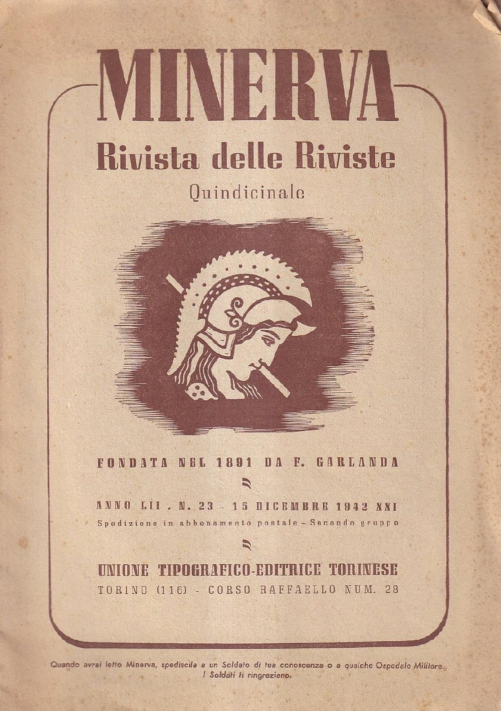 Abebooks Minerva. Rivista delle riviste quindicinale - anno LII n. 23 15 dicembre 1942-XXI