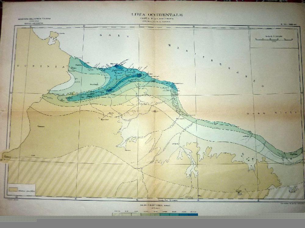 Abebooks "MINISTERO DELL'AFRICA ITALIANA Ufficio Studi SERVIZIO CARTOGRAFICO LIBIA ORIENTALE CARTA PLUVIOMETRICA COMPILATA DA A. FANTOLI N.° 742 1939 - XVII"