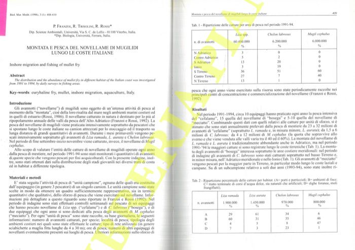 Abebooks Montata e pesca del novellame di Mugilidi lungo le coste italiane