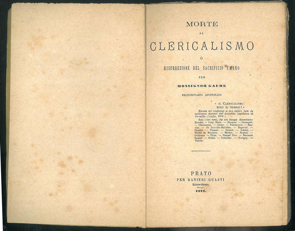 Abebooks Morte al clericalismo o risurrezione del sacrificio umano