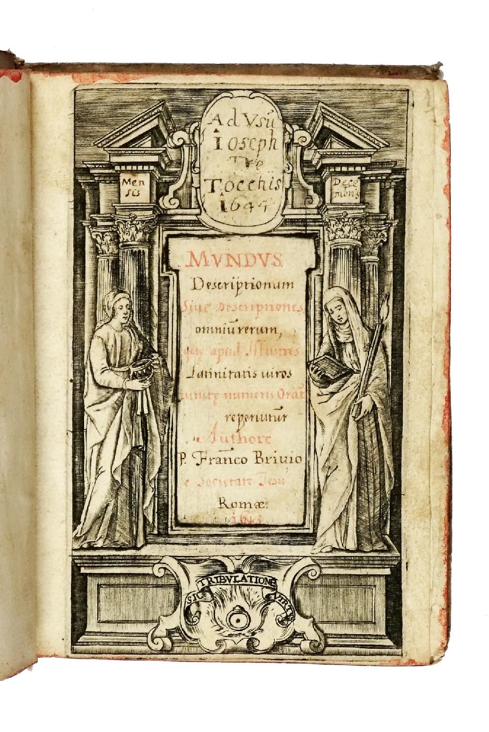 Abebooks Mundus Descriptionum Sive Descriptiones Omnium Rerum Que Apud Illustres Latinitatis Viros Iuncta Numeris Orationis Reperintur. Actore P. Francesco Brivio E Societatis Jesus. Romae 1643. (Segue:) Index Copiosissimus Omni