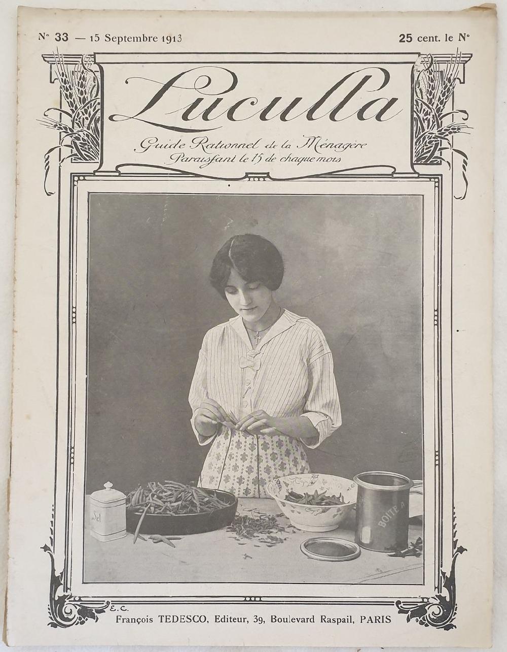 Abebooks N. 32 - 15 SETTEMBRE 1913 LUCULLA GUIDE RATIONNEL DE LA MENAGERE