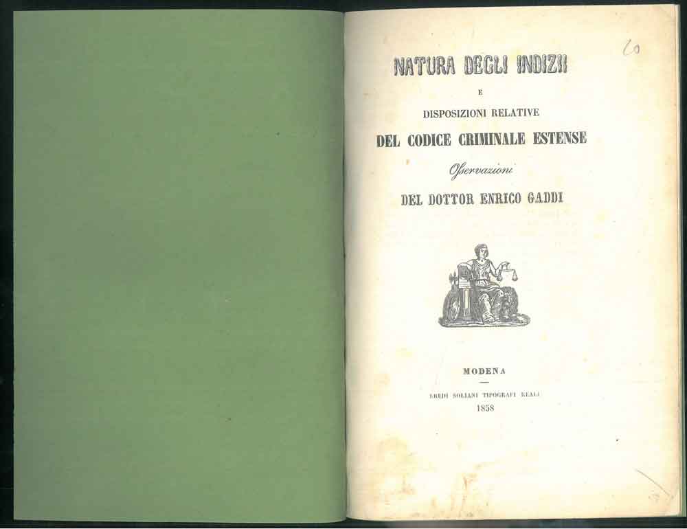 Abebooks Natura degli indizi e disposizioni relative del Codice criminale estense. Osservazioni