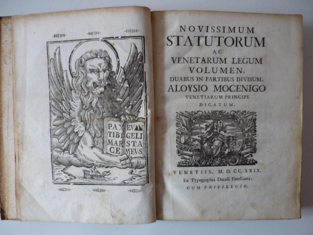 Abebooks Novissimum statutorum ac venetarum legum volumen duabus in partibus divisum Aloysio Mocenigo venetiarum principi dicatum