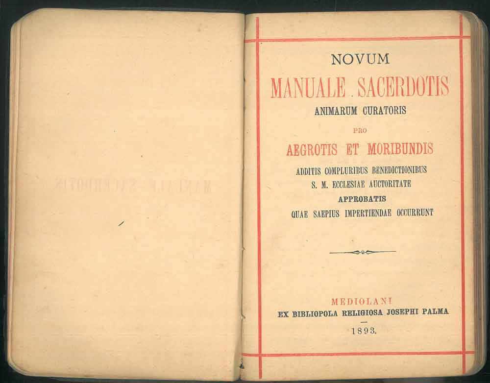 Abebooks Novum Manuale Sacerdotis animarum curatoris pro aegrotis et moribundis additis compluribus benedictionibus S.M. Ecclesiae auctoritate approbatis quae saepius impertiendae occurrunt
