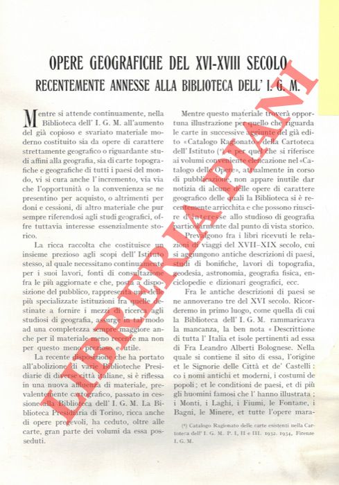 Abebooks Opere geografiche del XVI-XVIII secolo recentemente annesse alla biblioteca dell'I.G.M.