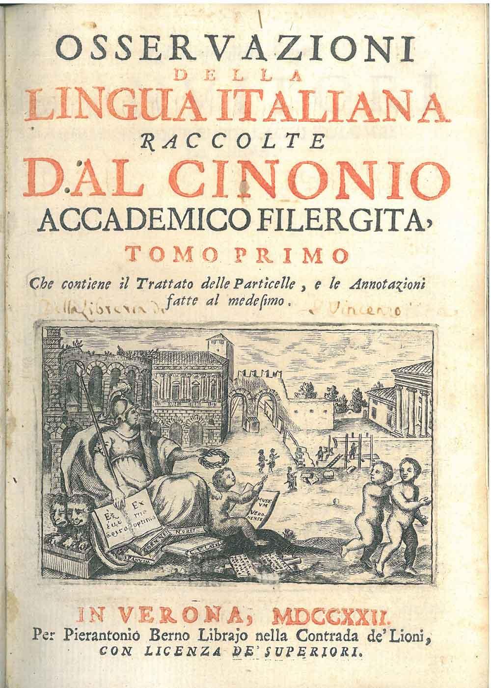 Abebooks Osservazioni della lingua italiana raccolte dal Cinonio Accademico Filergita