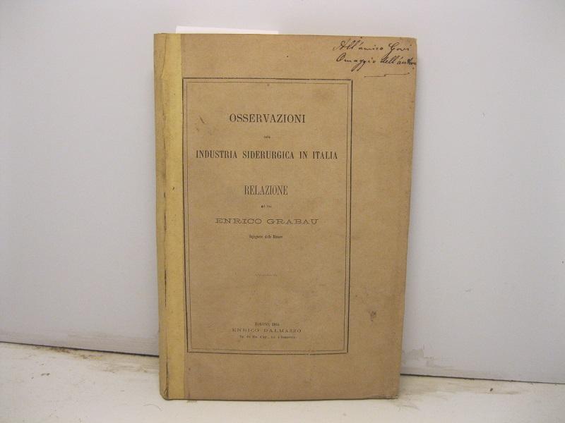 Abebooks Osservazioni sulla industria siderurgica in Italia. Relazione