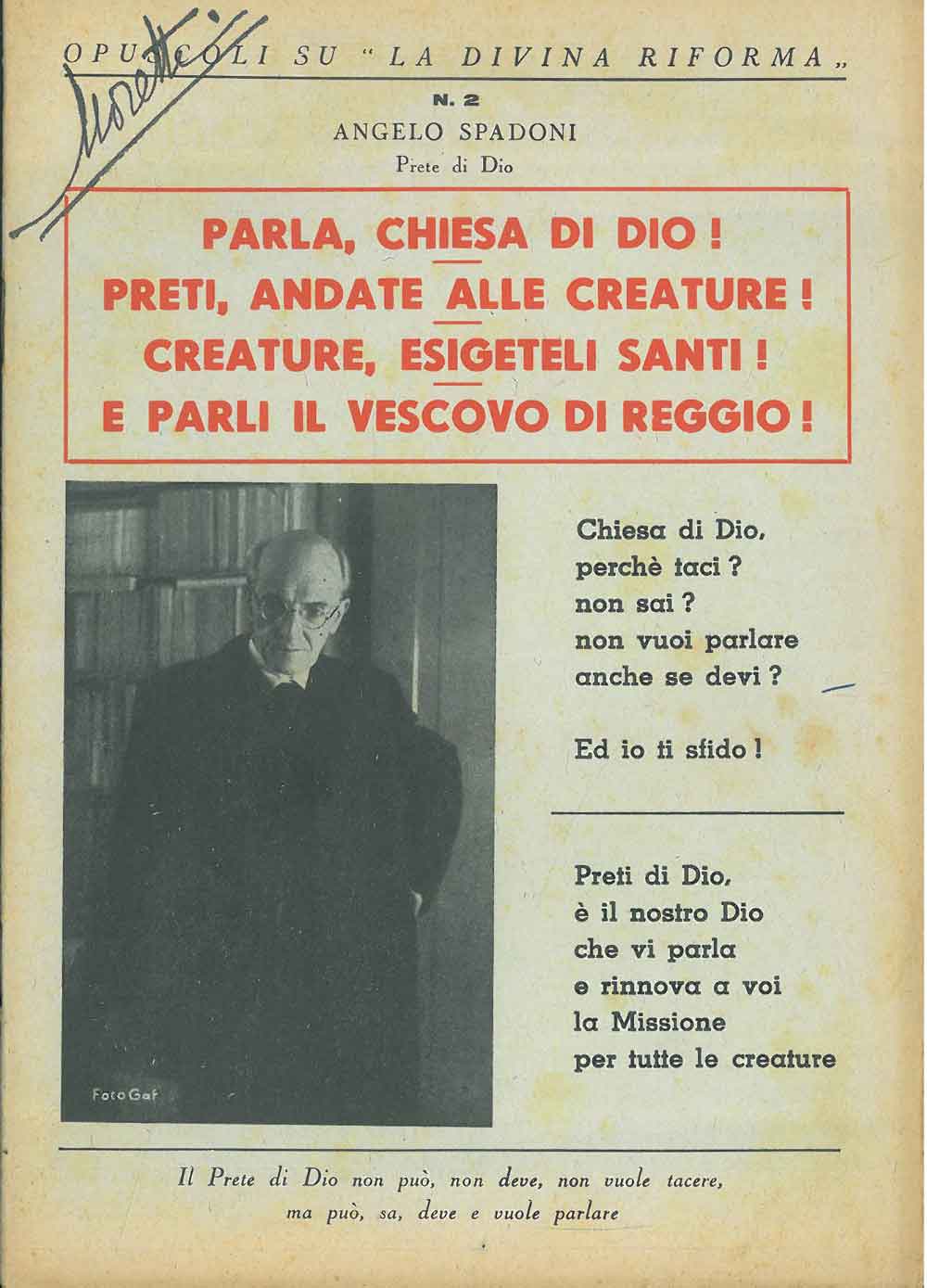 Abebooks Parla Chiesa Di Dio Preti Andate Alle Creature Creature Esigeteli Santi E Parli Il Vescovo Di Reggio