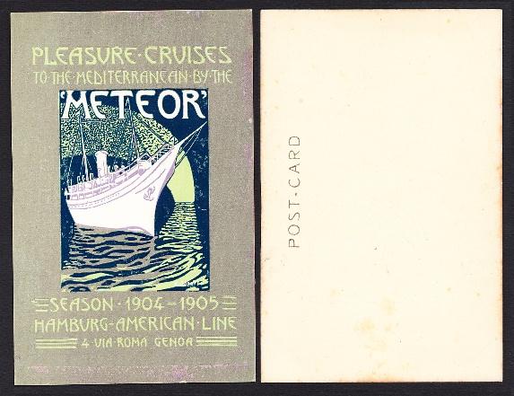 Abebooks PLEASURE ¿ CRUISES TO THE MEDITERRANEAN BY THE METEOR. SEASON 1904 ¿ 1905 HAMBURG ¿ AMERICAN LINE 4 Via Roma GENOA