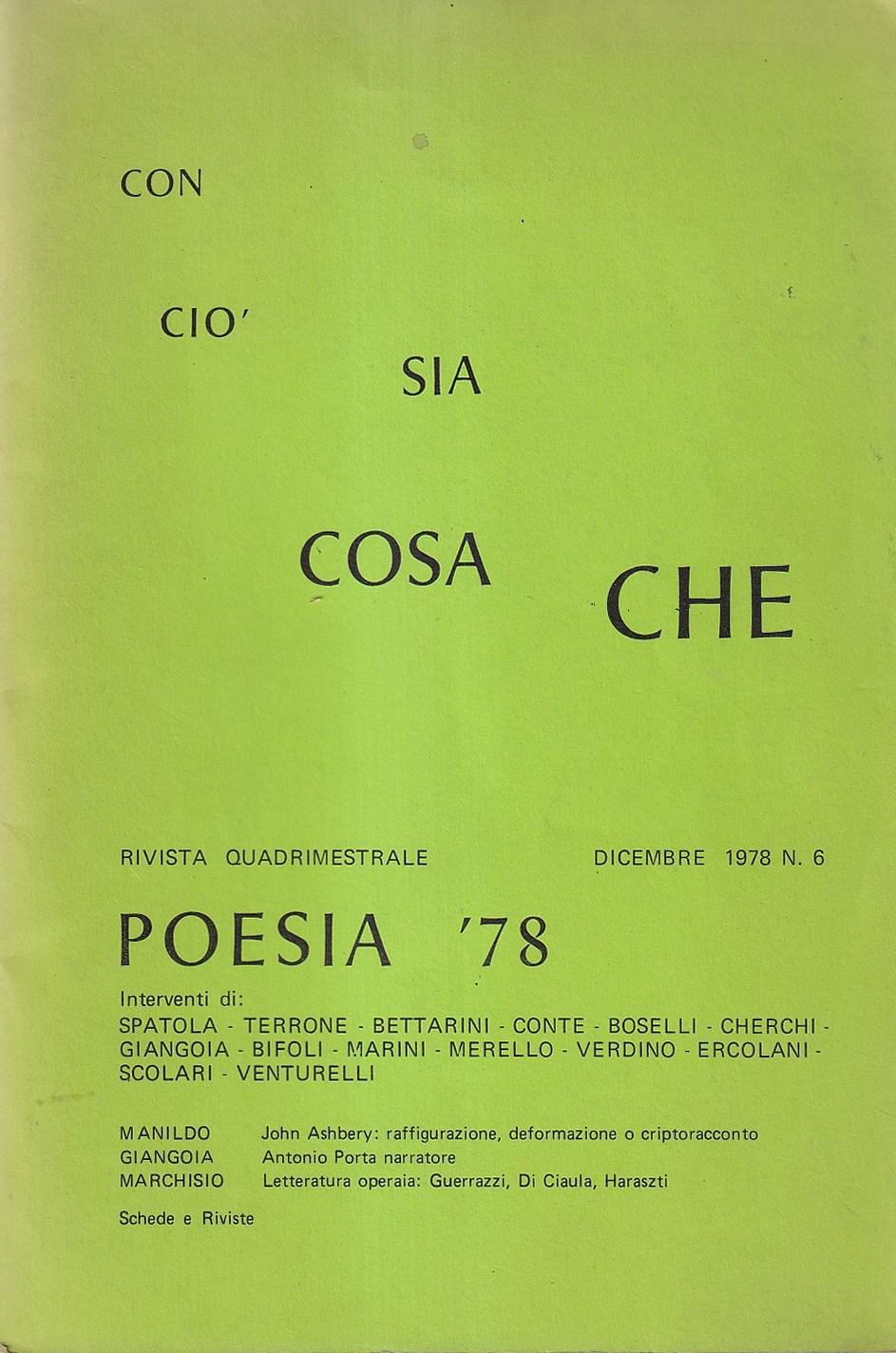 Abebooks Poesia '78 Rivista Quadrimestrale Dicembre 1978 N. 6