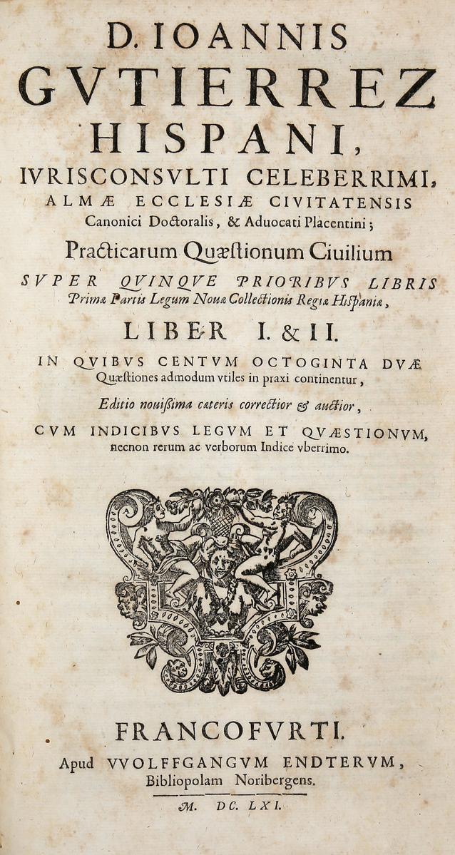 Abebooks Practicarum quaestionum civilium super quinque prioribus libris primae partis legum novae collectionis Regiae Hispaniae. Liber I. & II