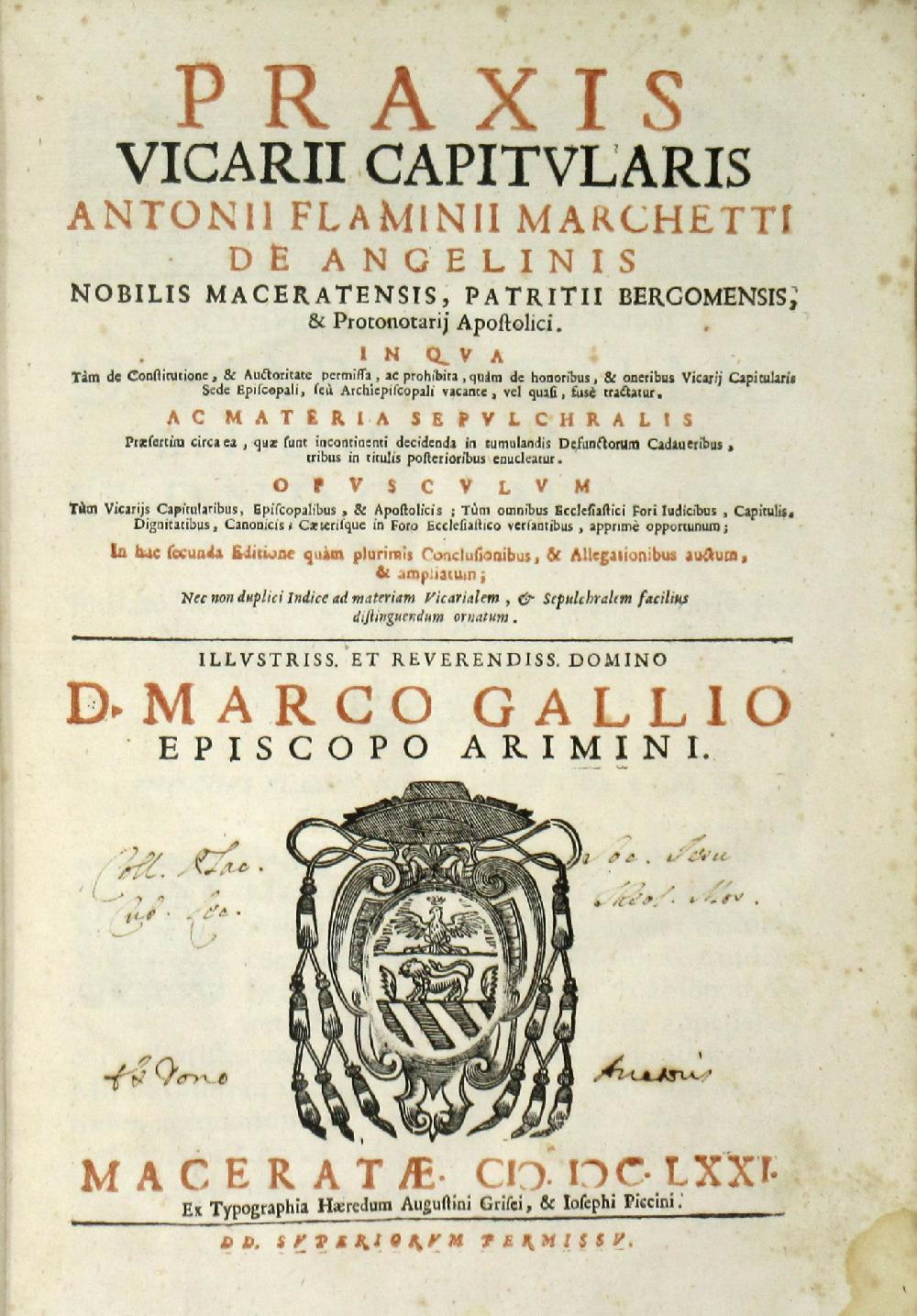 Abebooks Praxis Vicarii Capitularis.in qua tàm de constitutione.tractatur ac materia sepulchralis