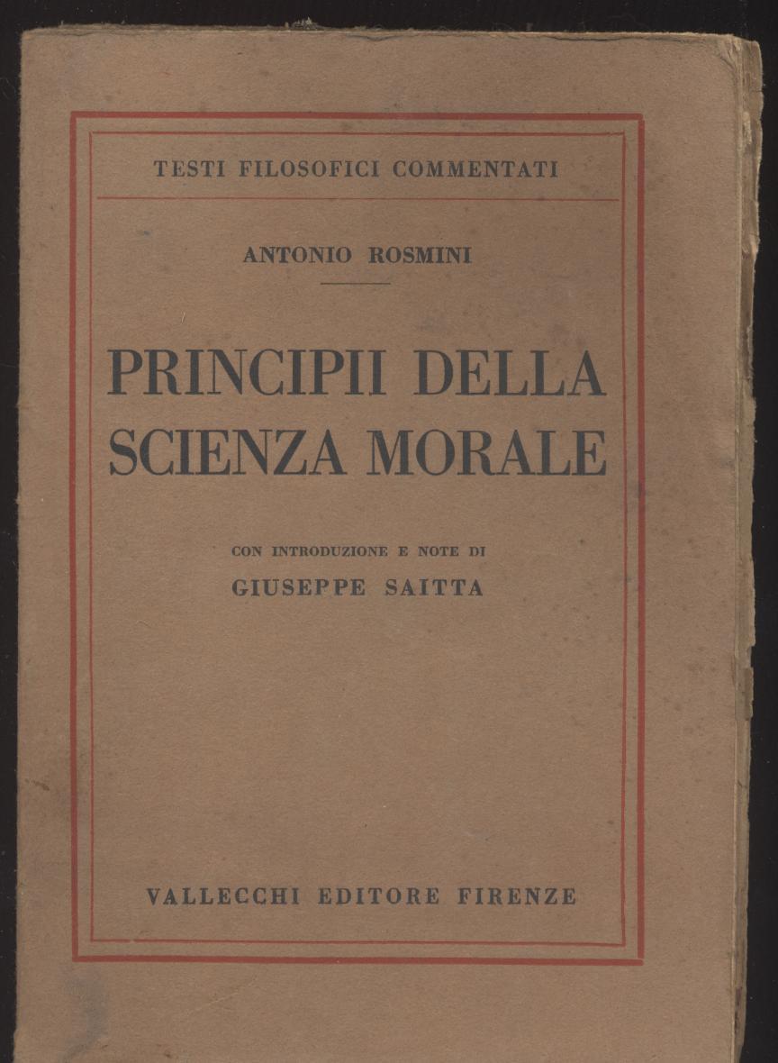 Abebooks Principii della scienza morale con introduzione e note di Giuseppe Saitta