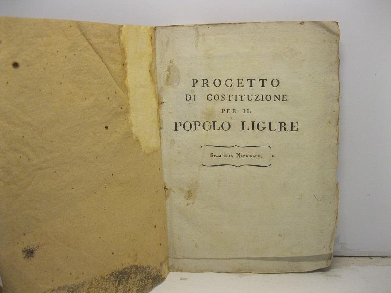 Abebooks Progetto di costituzione per il popolo ligure