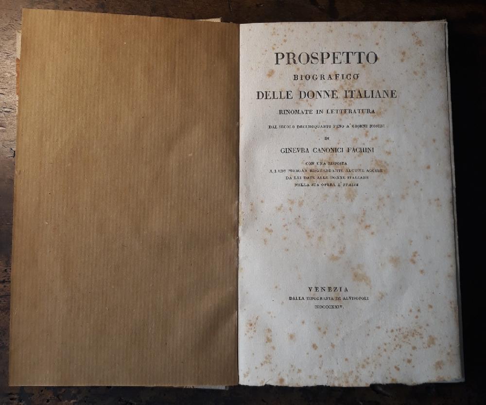 Abebooks Prospetto biografico delle donne italiane rinomate in letteratura dal secolo decimoquarto fino ai giorni nostri