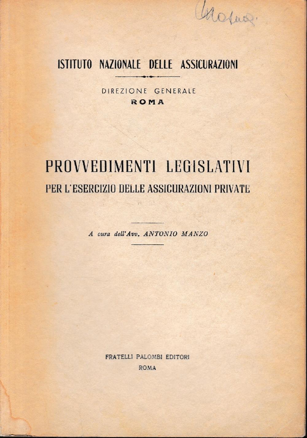 Abebooks Provvedimenti legislativi per l'esercizio delle assicurazioni private