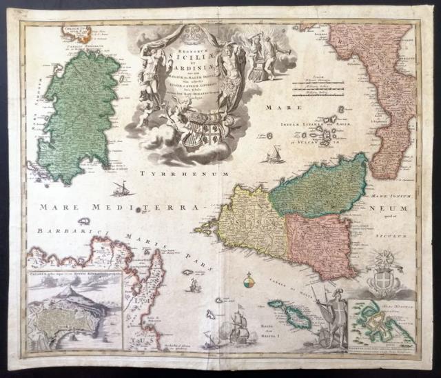 Abebooks Regnorum Siciliae et Sardiniae nec non Melitae seu Maltae Insula cum adjectis. Italiae et Africae Litoribus Nova Tabula