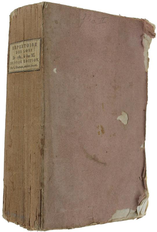 Abebooks REPERTOIRE DES LOIS et des arrêtés du gouvernement de 1789 à l'an XI. Par ordre alphabétique chronologique et par classement de matières.: