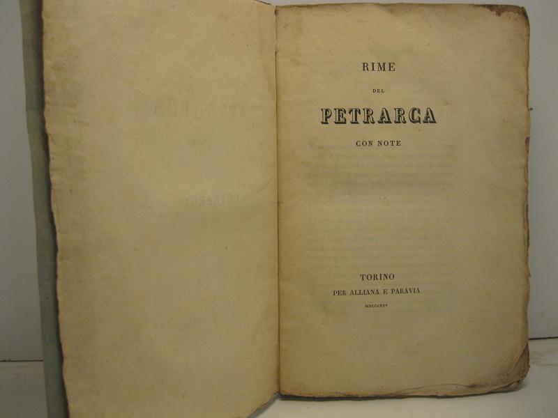 Abebooks RIME DEL PETRARCA IN VITA E IN MORTE DI M. LAURA