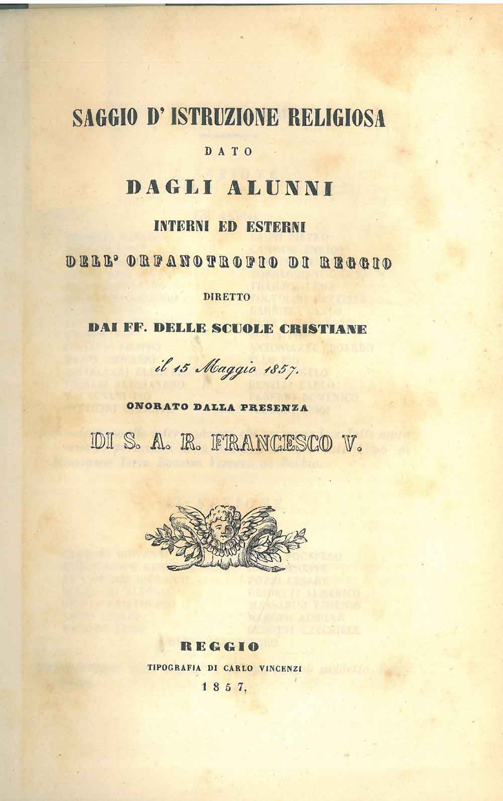 Abebooks Saggio d'istruzione religiosa dato dagli alunni . dell'orfanatrofio di Reggio