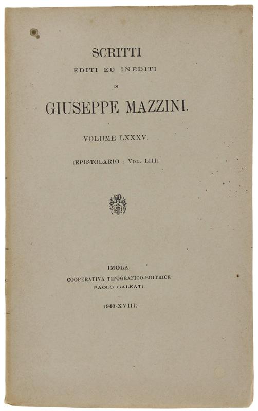 Abebooks SCRITTI EDITI ED INEDITI. Volume LXXXV (Epistolario - Vol. LIII). - Edizione Nazionale degli Scritti.:
