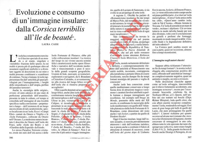 Abebooks Speciale Corsica. Evoluzione E Consumo Di Un'immagine Insulare: Dalla Corsica Terribilis All'ile De Beauté. L'immagine Linguistica Della Corsica: Fra Scritti Di Viaggio E Guide Turistiche. La Corsica Nella Cartografia