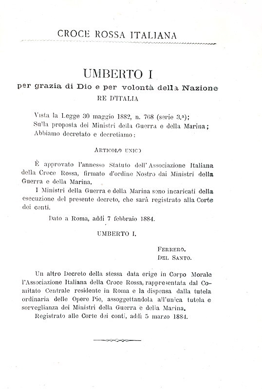 Abebooks Statuto della Croce Rossa Italiana approvato con R. decreto 7 febbraio 1884. Roma Tipografia delle Mantellate 1889
