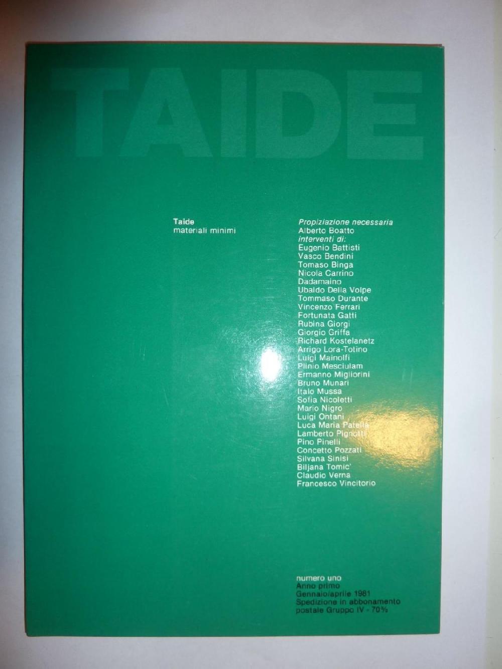 Abebooks TAIDE materiali minimi Numero Uno Anno Primo Gennaio Aprile 1981