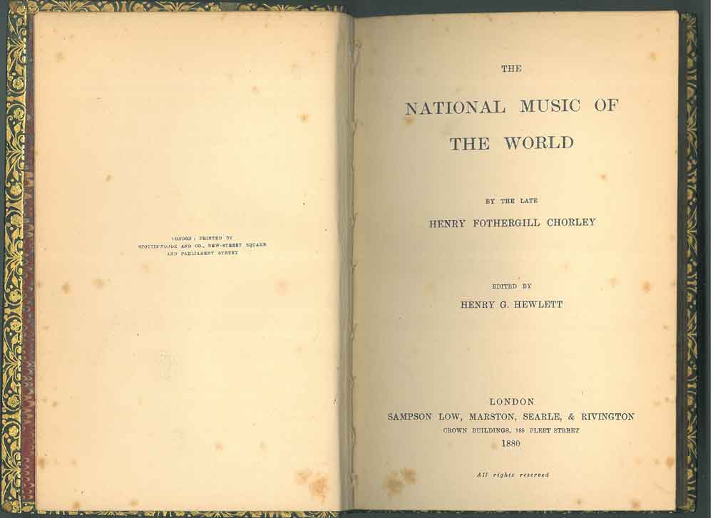 Abebooks The National music of the World by the late Henry Fothergill Chorley. Edited by Henry G. Hewlett