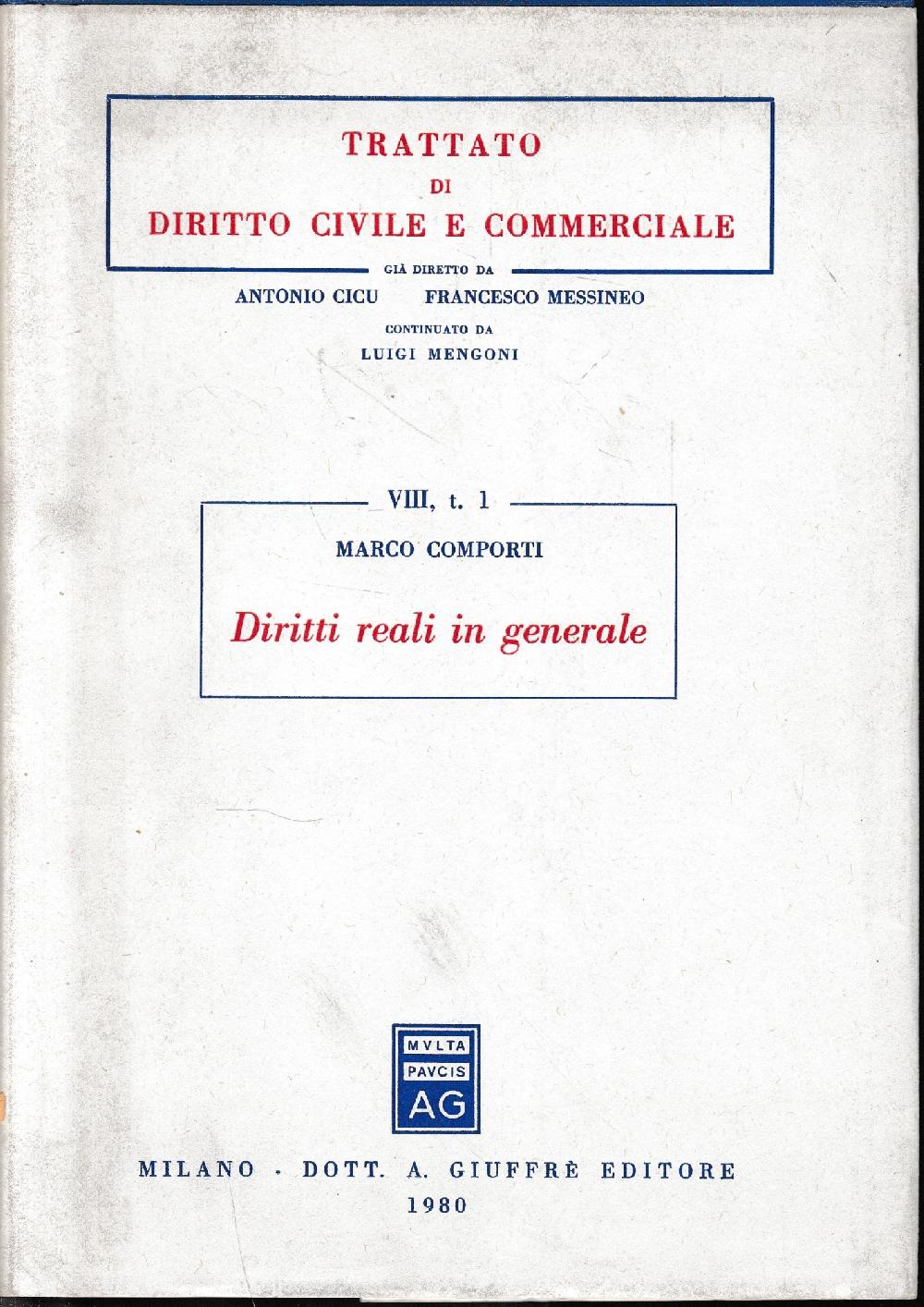 Abebooks Trattato di diritto civile e commerciale vol. 8/1:Diritti reali in generale