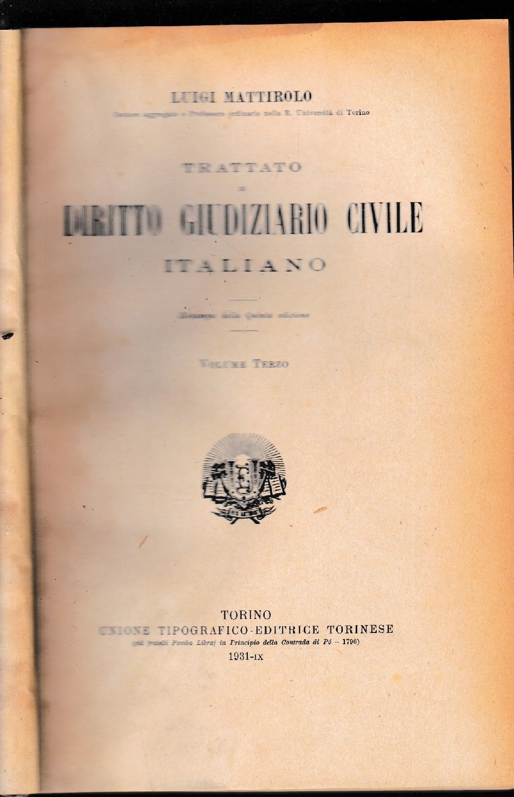 Abebooks Trattato di Diritto Giudiziario Civile Italiano vol. 3°