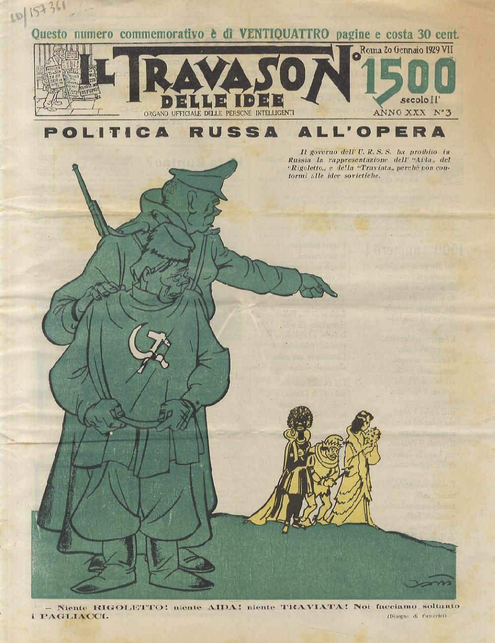 Abebooks TRAVASO (IL) delle idee. Organo ufficiale delle persone intelligenti. Anno XXX. 1929. N. 3. Numero 1500. Numero commemorativo di ventiquattro pagine