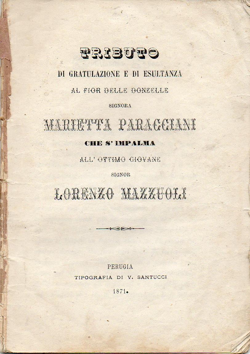 Abebooks Tributo di gratulazione ed esultanza. Per nozze Paracciani - Mazzuoli