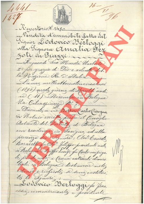 Abebooks Vendita di un fondo detto Luoghetto o Maestà posto a Bologna Parrocchia di Roncrio