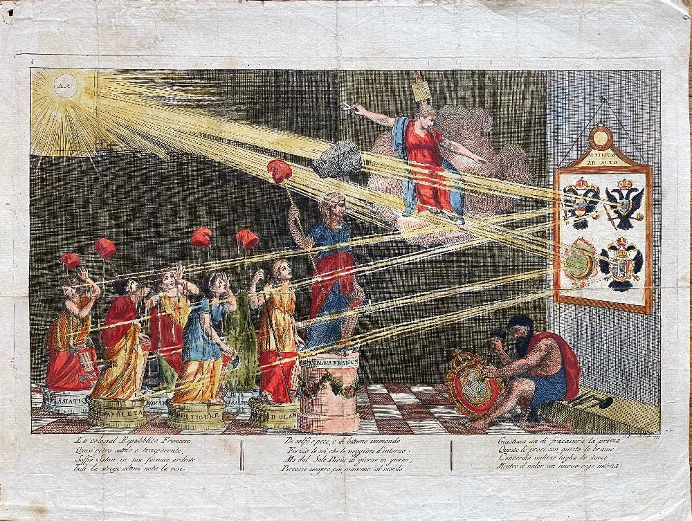Abebooks Vignetta satirica sulla Repubblica francese: La colossal Repubblica Francese/ Quasi vetro sottile e trasparente / Soffiò satana in sua fornace ardente:/ Indi la strage altrui nota la rese