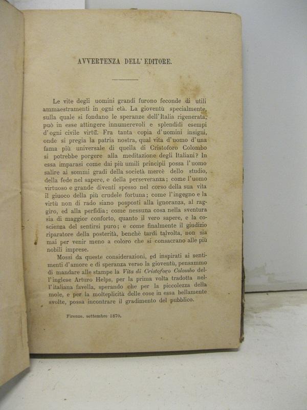 Abebooks Vita di Cristoforo Colombo. Prima traduzione dall'inglese