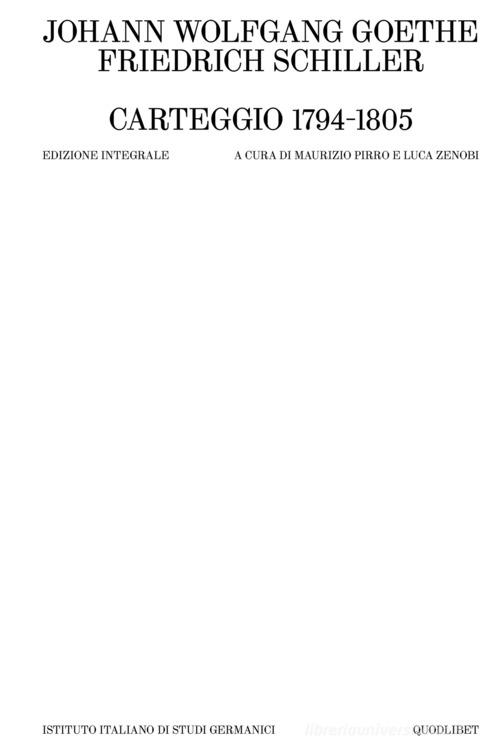 Libreriauniversitaria Carteggio 1794-1805. Ediz. integrale
