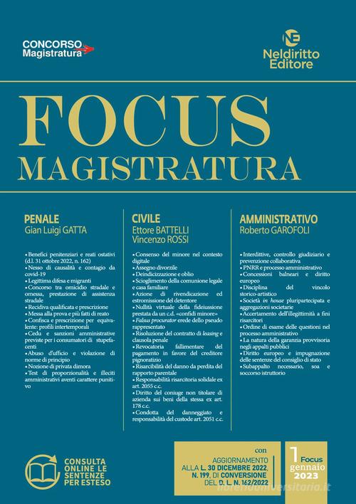 Libreriauniversitaria Focus magistratura. Concorso magistratura 2023: Penale civile amministrativo vol.1