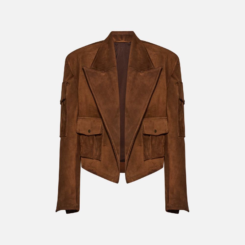 Salvatore Santoro BLAZER IN CAMOSCIO - TOBACCO