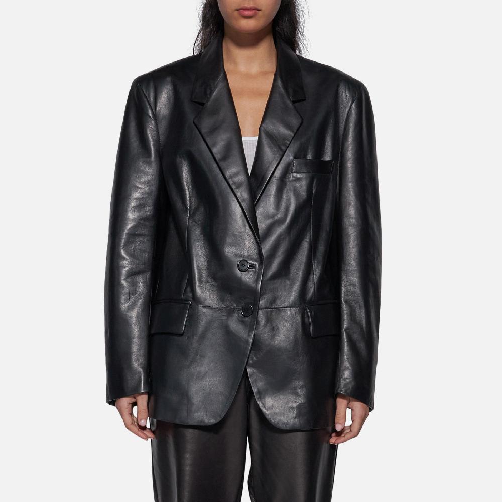 Salvatore Santoro BLAZER IN PELLE - BLACK