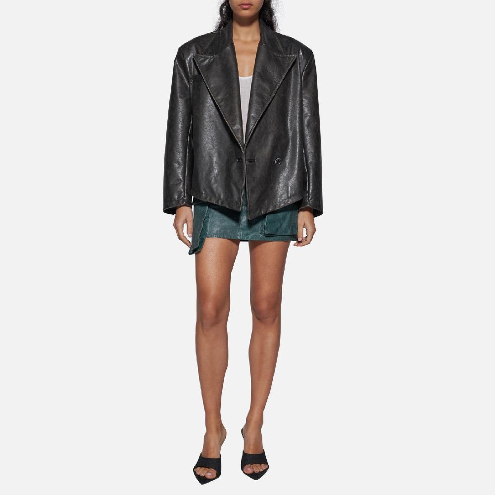 Salvatore Santoro BLAZER IN PELLE - BLACK