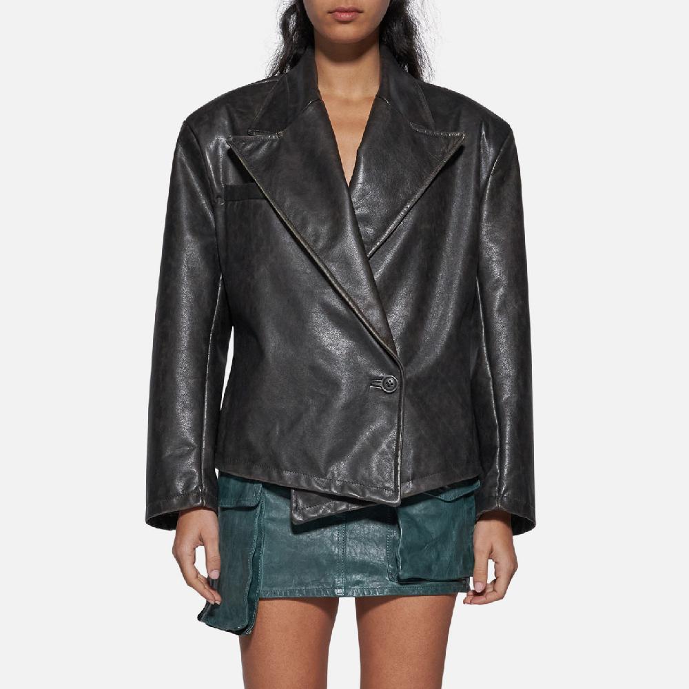 Salvatore Santoro BLAZER IN PELLE - BLACK