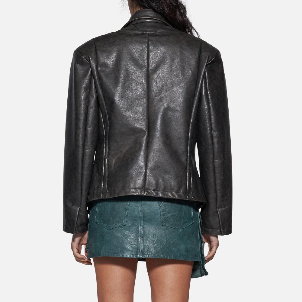 Salvatore Santoro BLAZER IN PELLE - BLACK