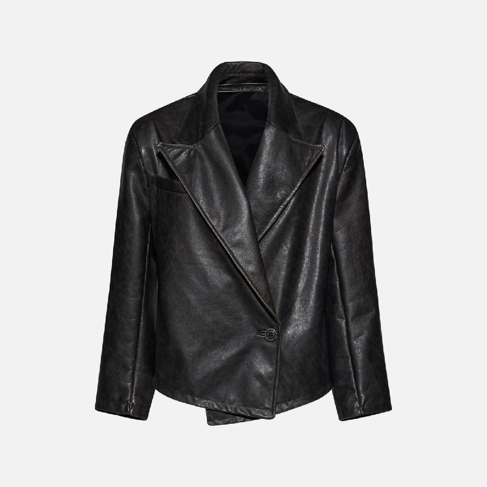 Salvatore Santoro BLAZER IN PELLE - BLACK