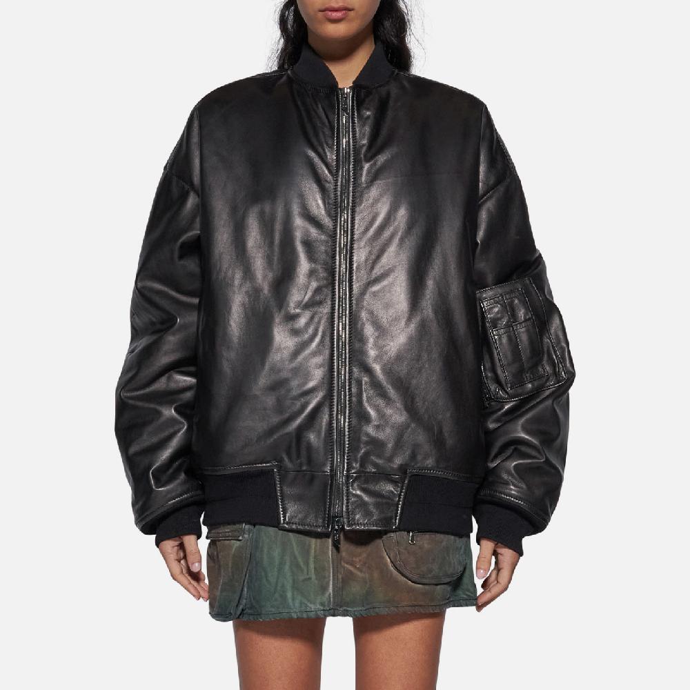 Salvatore Santoro BOMBER IN PELLE - BLACK