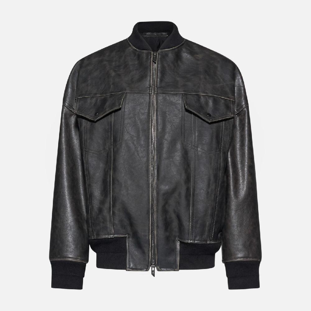 Salvatore Santoro BOMBER IN PELLE - BLACK
