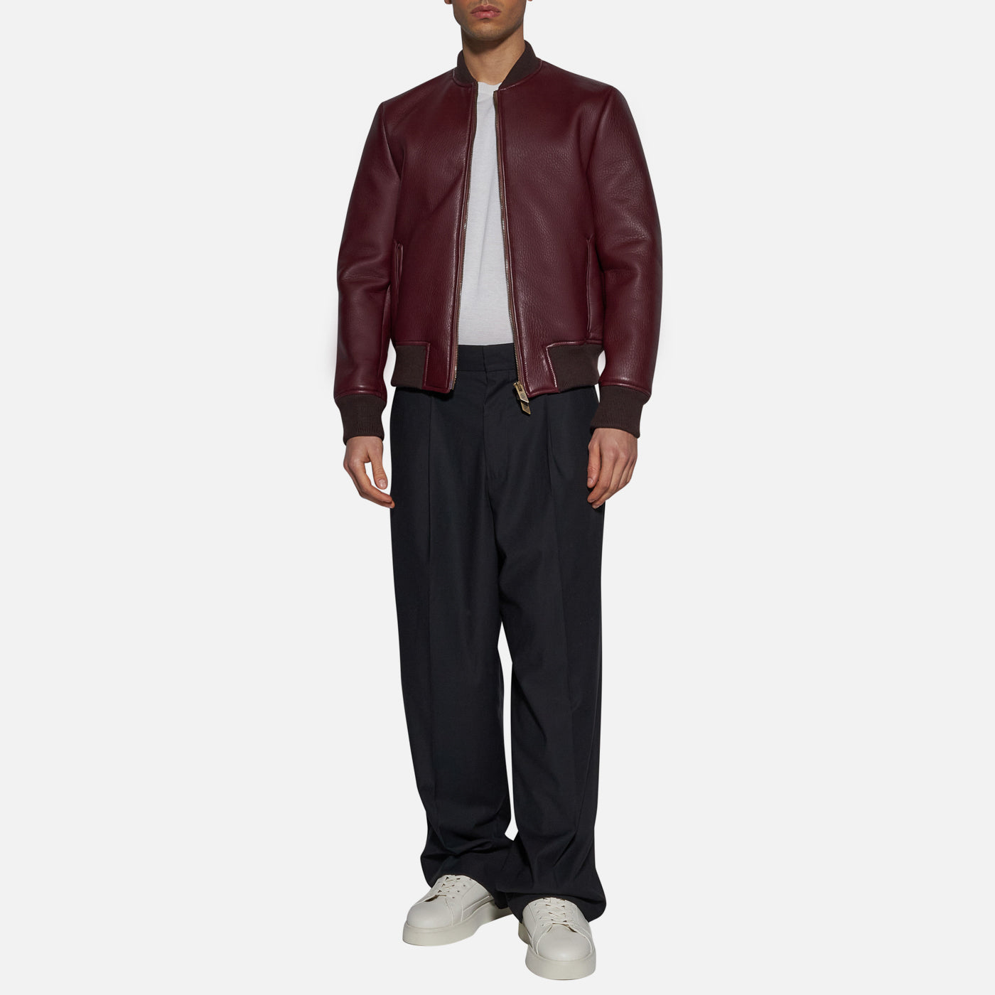 Salvatore Santoro BOMBER IN PELLE - BORDEAUX