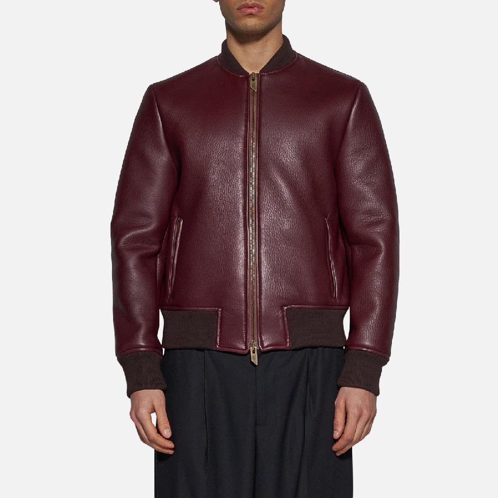 Salvatore Santoro BOMBER IN PELLE - BORDEAUX