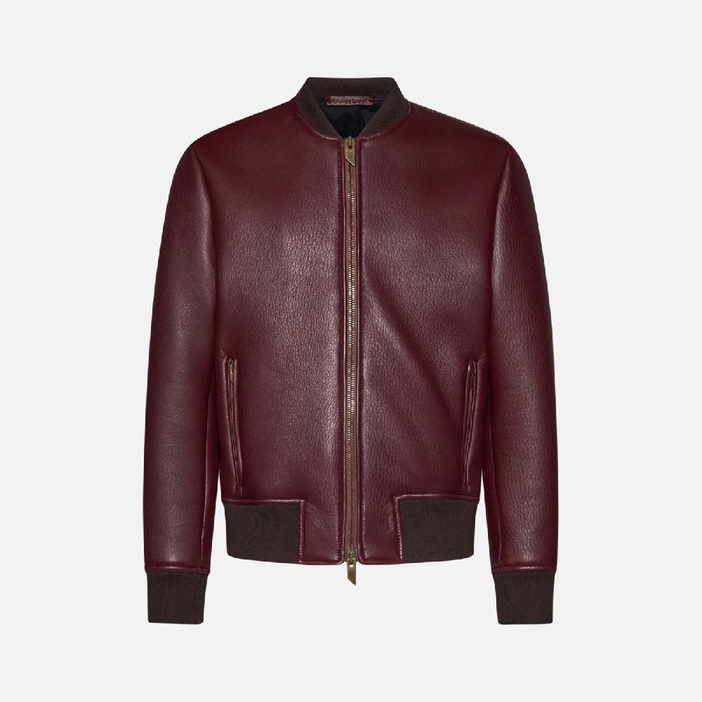Salvatore Santoro BOMBER IN PELLE - BORDEAUX